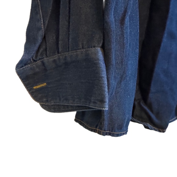 Men's Stubbs Indigo Denim Western Shirt Long Sleeve Shirt Without buttons SZ L - Picture 3 of 4